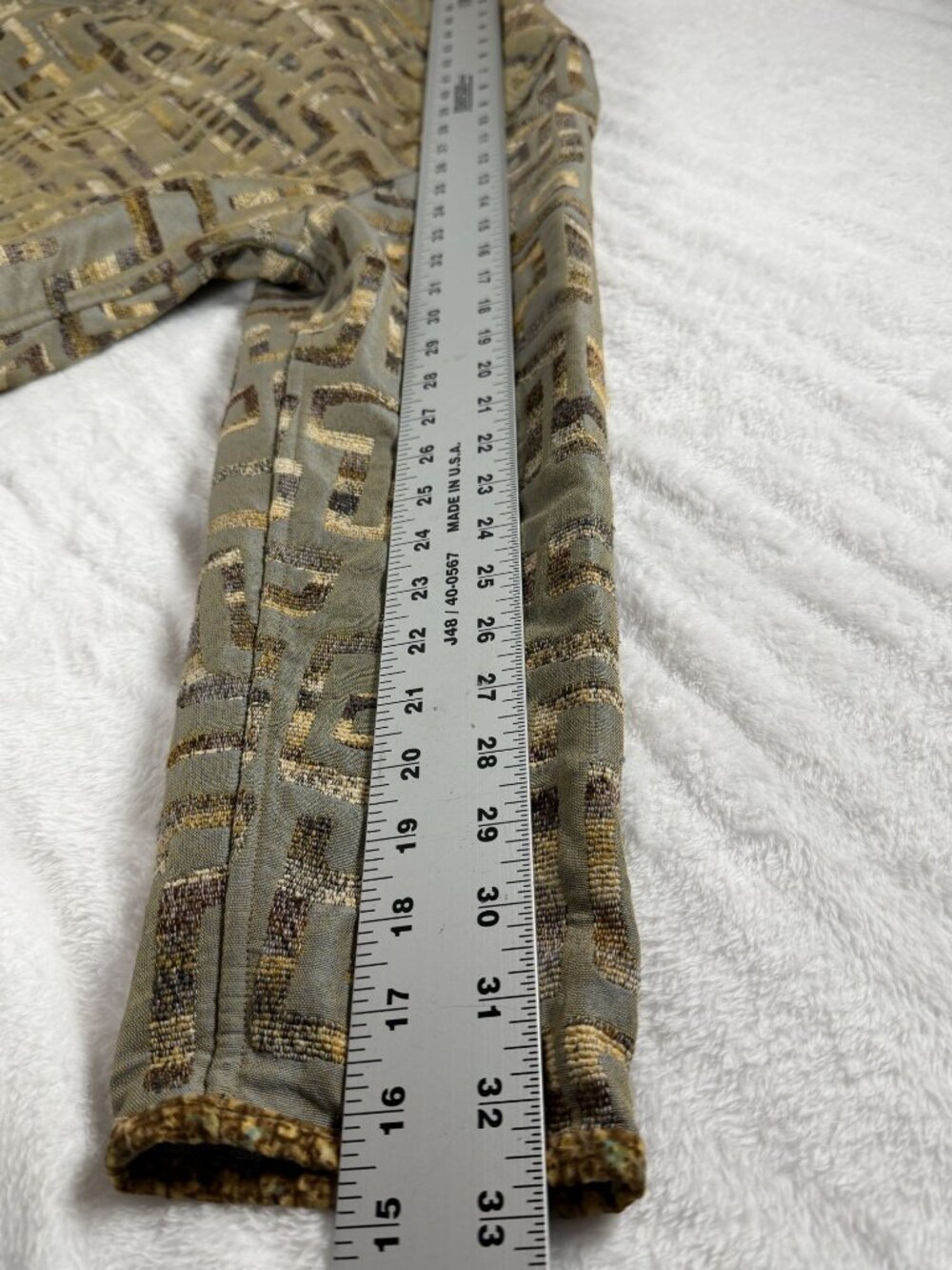 Première Reversible Jacket Green Gold Metallic Abstract Geometric Art To Wear XL - Picture 13 of 14